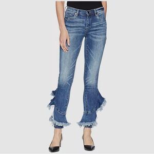 [BLANKNYC] Ruffle Flare Bottom Blue Denim Jeans Size 28 EUC